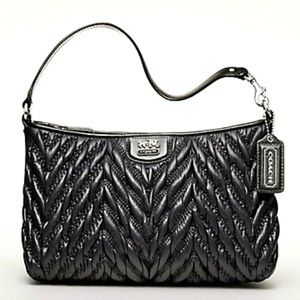 NWT Black COACH Nylon Demi Detail w/Silver Hardware Purse